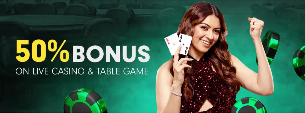 Baji 888 50% Bonus On Live Casino & Table